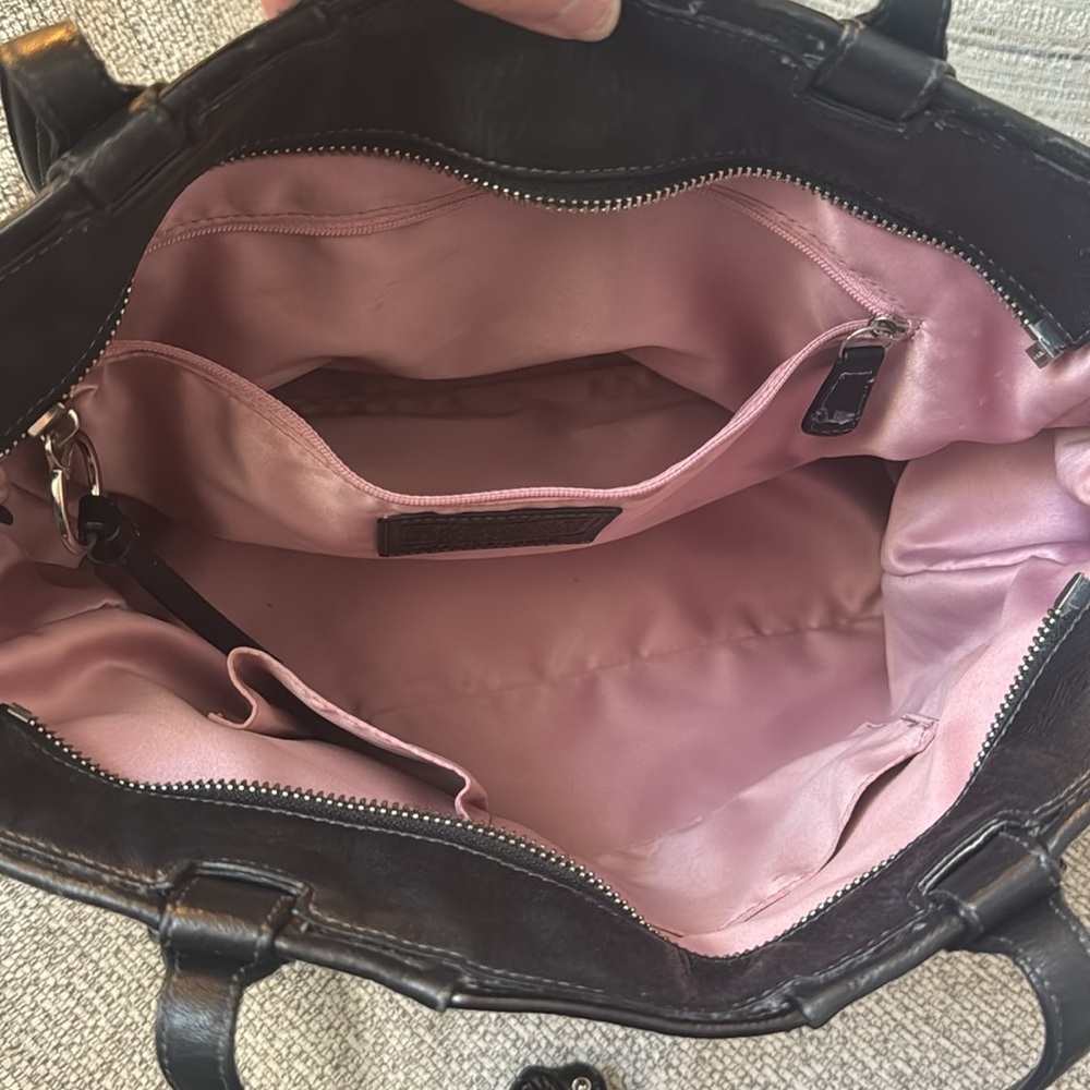 Coach Black Leather Tote with Patent Trim - Picture 5 of 13